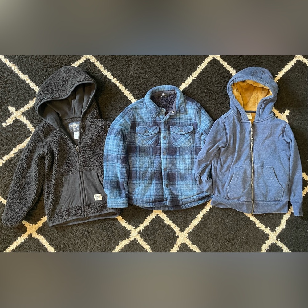 OshKosh B'gosh Blue Plaid and Gray Hoodies Set